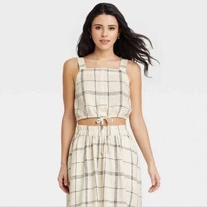 SET of 2 A new day Plaid Crop Top and Skirt Set